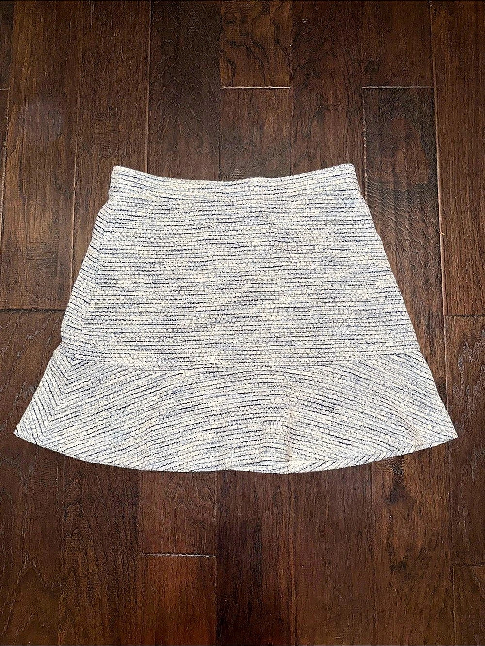 LOFT Textured A-Line Skirt in Blue & White Size Large